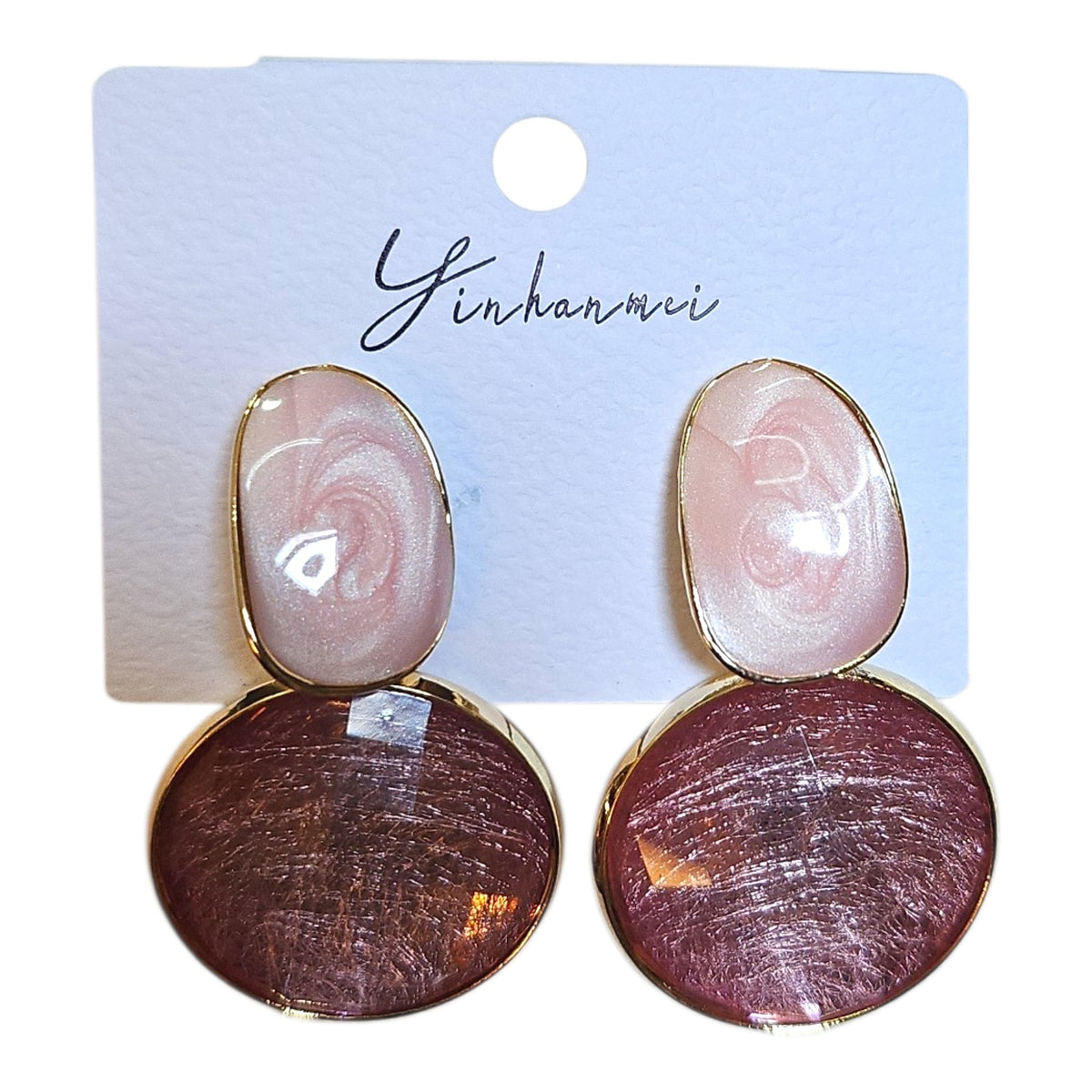Classic Double Drop Earring Set (Pearly Pink/Pink) — view 3