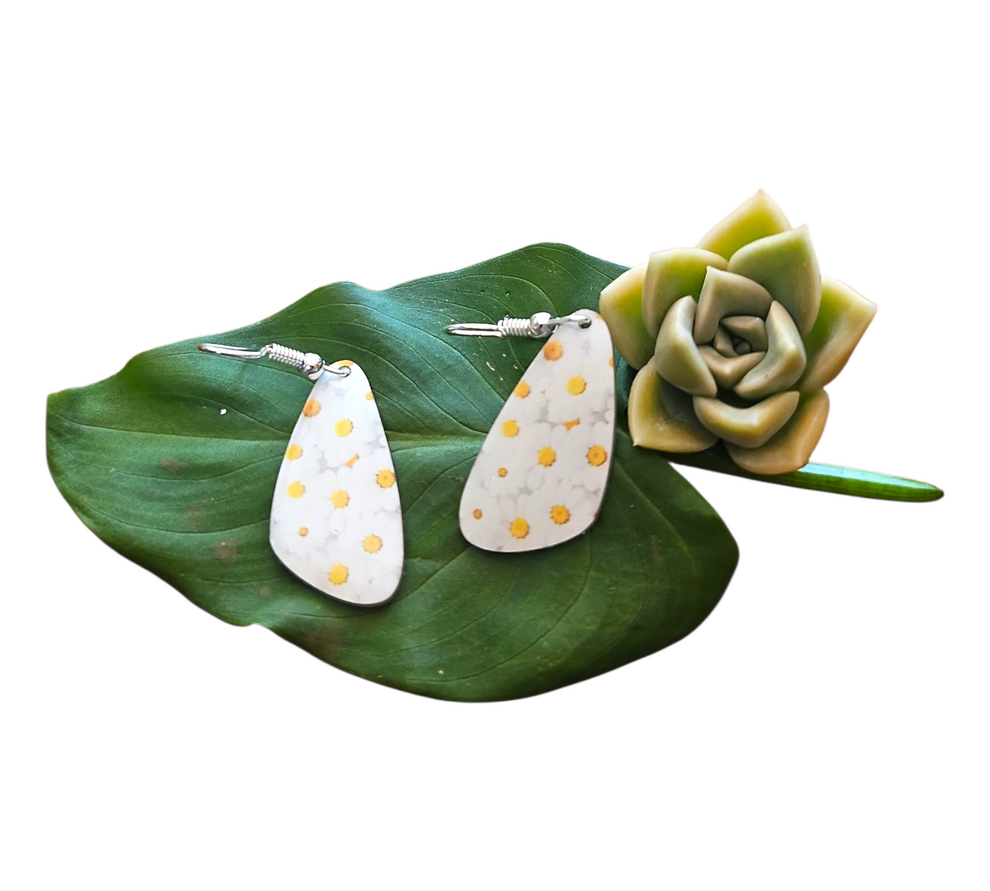 DAISY BLOOM FREEFORM DROP EARRINGS (In Wooden Gift Box)