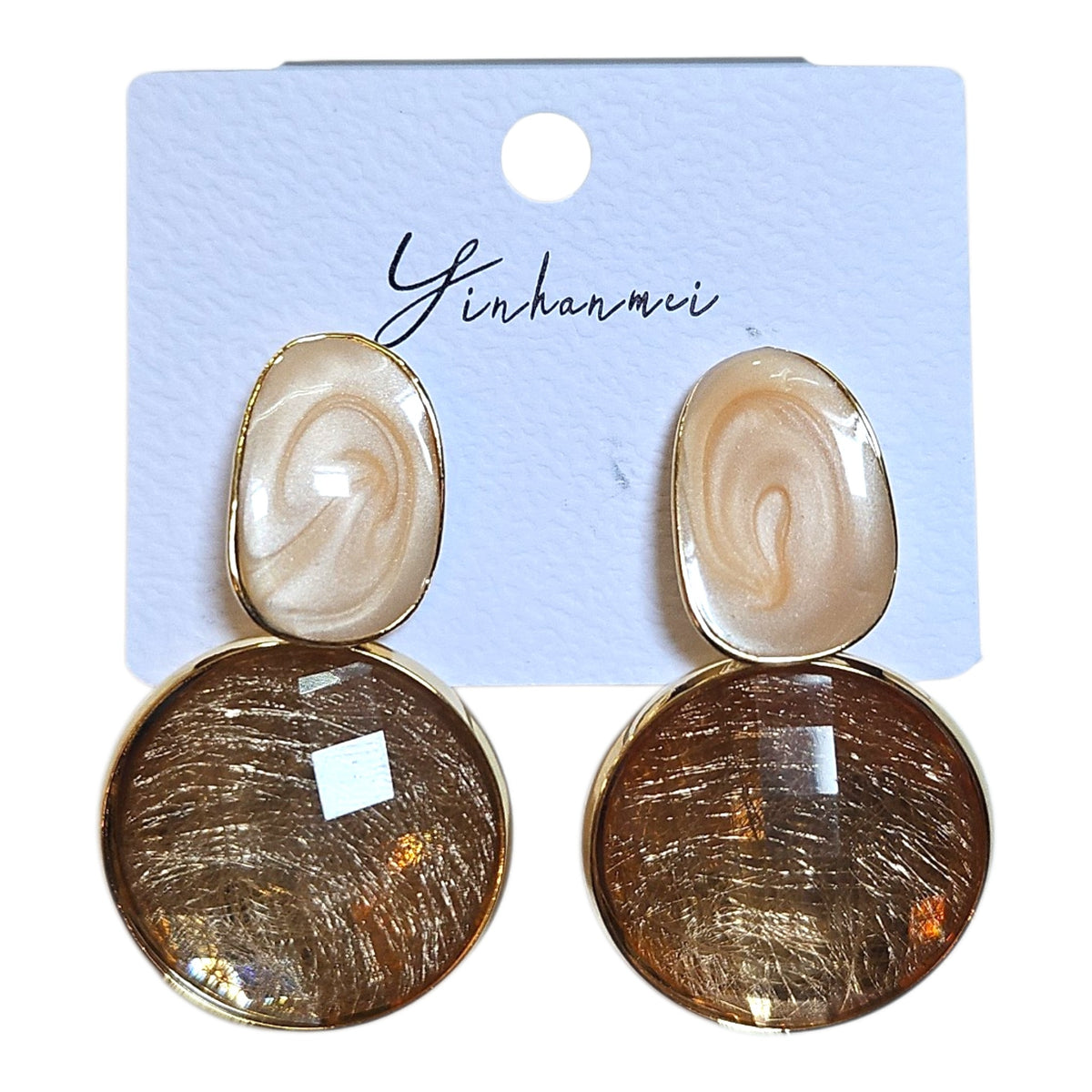 Classic Double Drop Earring Set (Pearly Cream/Amber) — view 4