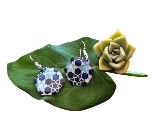 GALAXY ROUND DROP EARRINGS (In Wooden Gift Box)