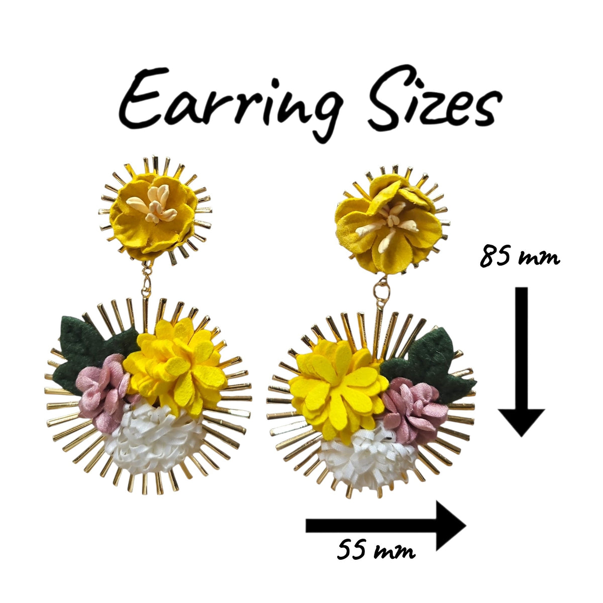 Floral Delight Double Hanging/ Metal Backing Earring Set (Yellow) — view 2
