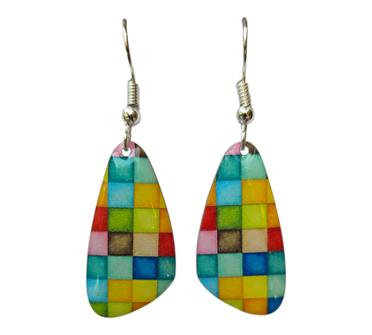 VIBRANT FREEFORM TEARDROPS EARRINGS (In Wooden Gift Box)
