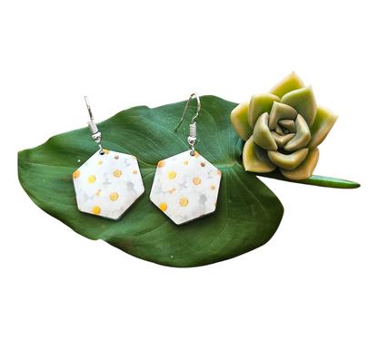 DAISY BLOOM HEXA DROP EARRINGS (In Wooden Gift Box)