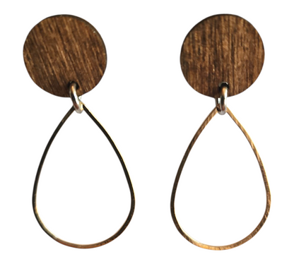 WOOD/METAL LOOP EARRINGS (In Wooden Gift Box)