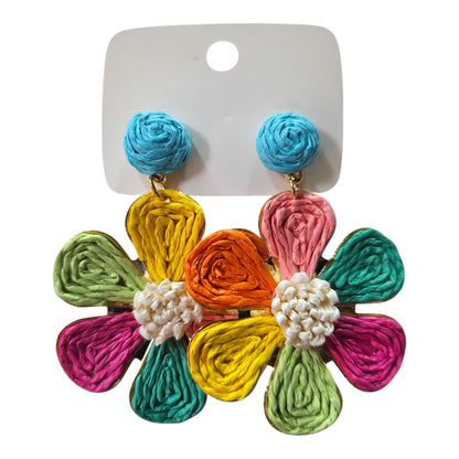 Colourful Floral Woven/ Metal Backing/ Hanging Earrings Set — view 3
