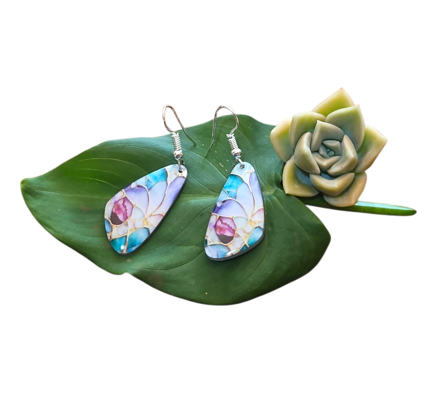 OCEAN PETAL FREEFORM DROP EARRINGS (In Wooden Gift Box)