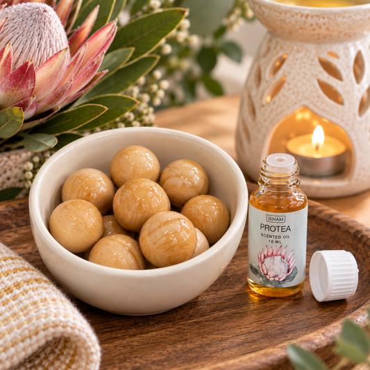 Protea SCENT YOUR SPACE WOODEN BEADS and FRAGRANCE OIL