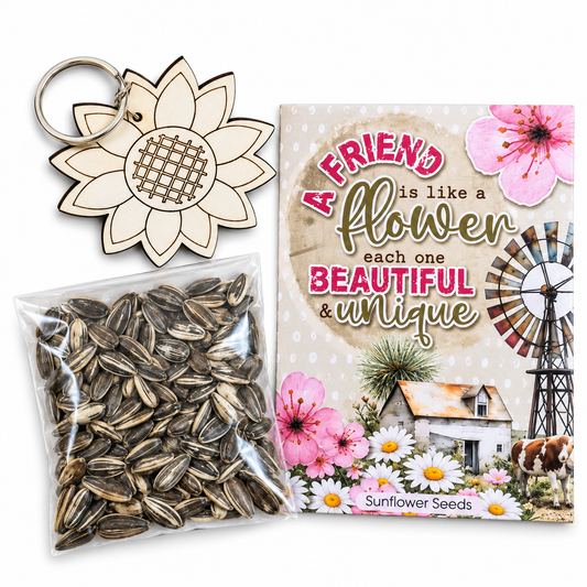 Friendship Seeds with Sunflower Keyring