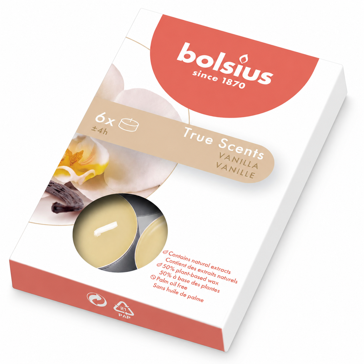 Bolsius True Scents Tealights 6's (Vanilla)