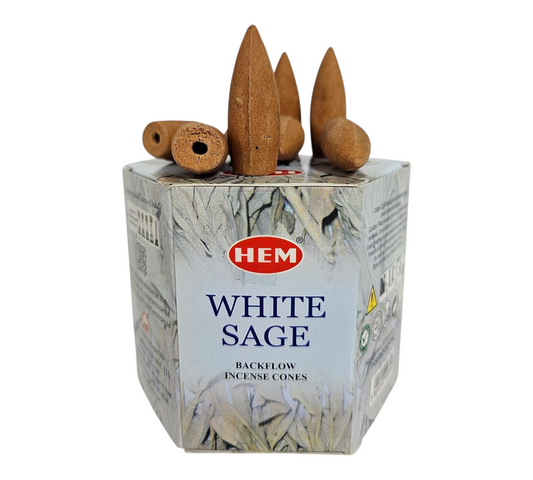 WHITE SAGE Backflow Burner Incense Cones