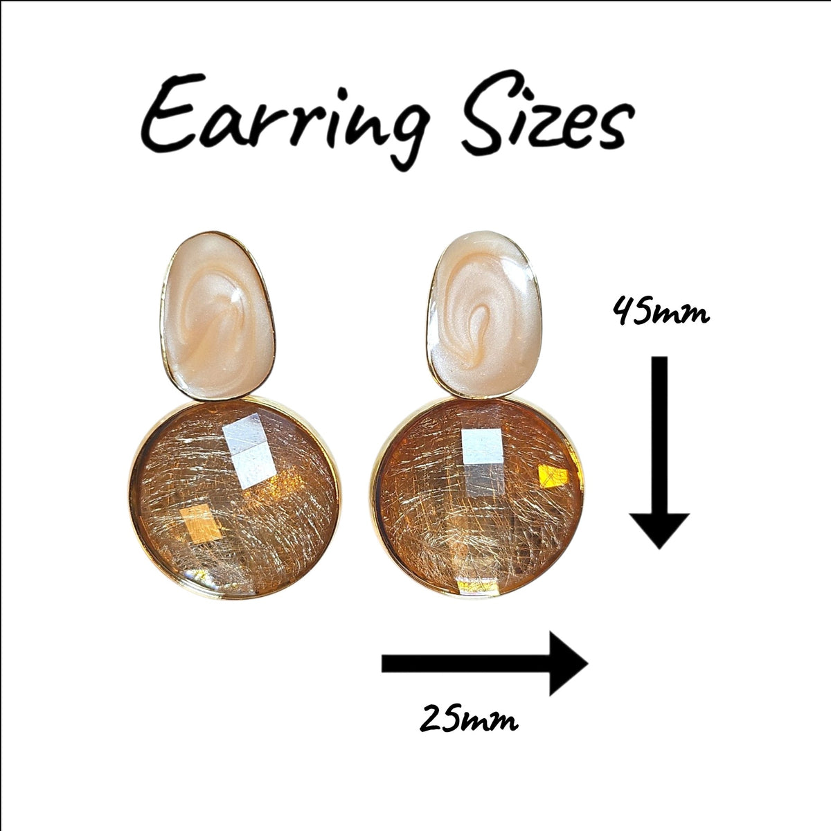 Classic Double Drop Earring Set (Pearly Cream/Amber) — view 3