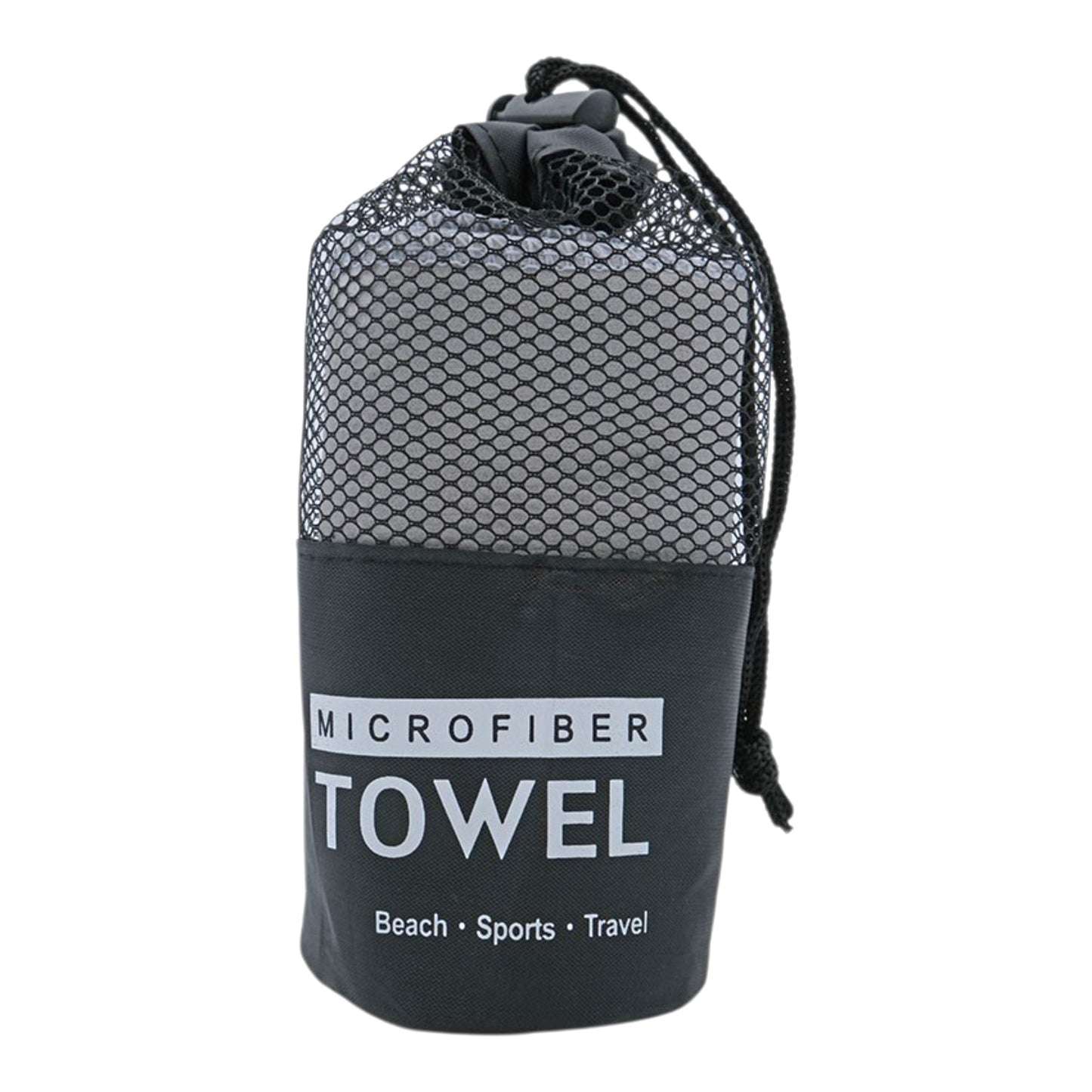 Grey Microfiber Towel in Mesh Bag