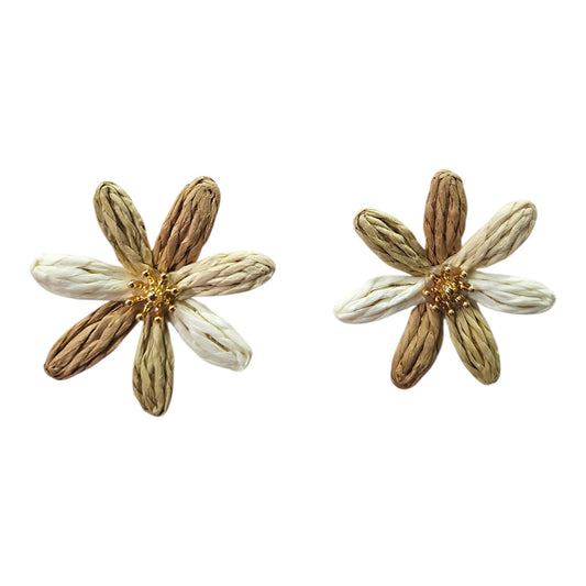 Mixed Naturals Woven Daisy with Metal Backing Earrings Set