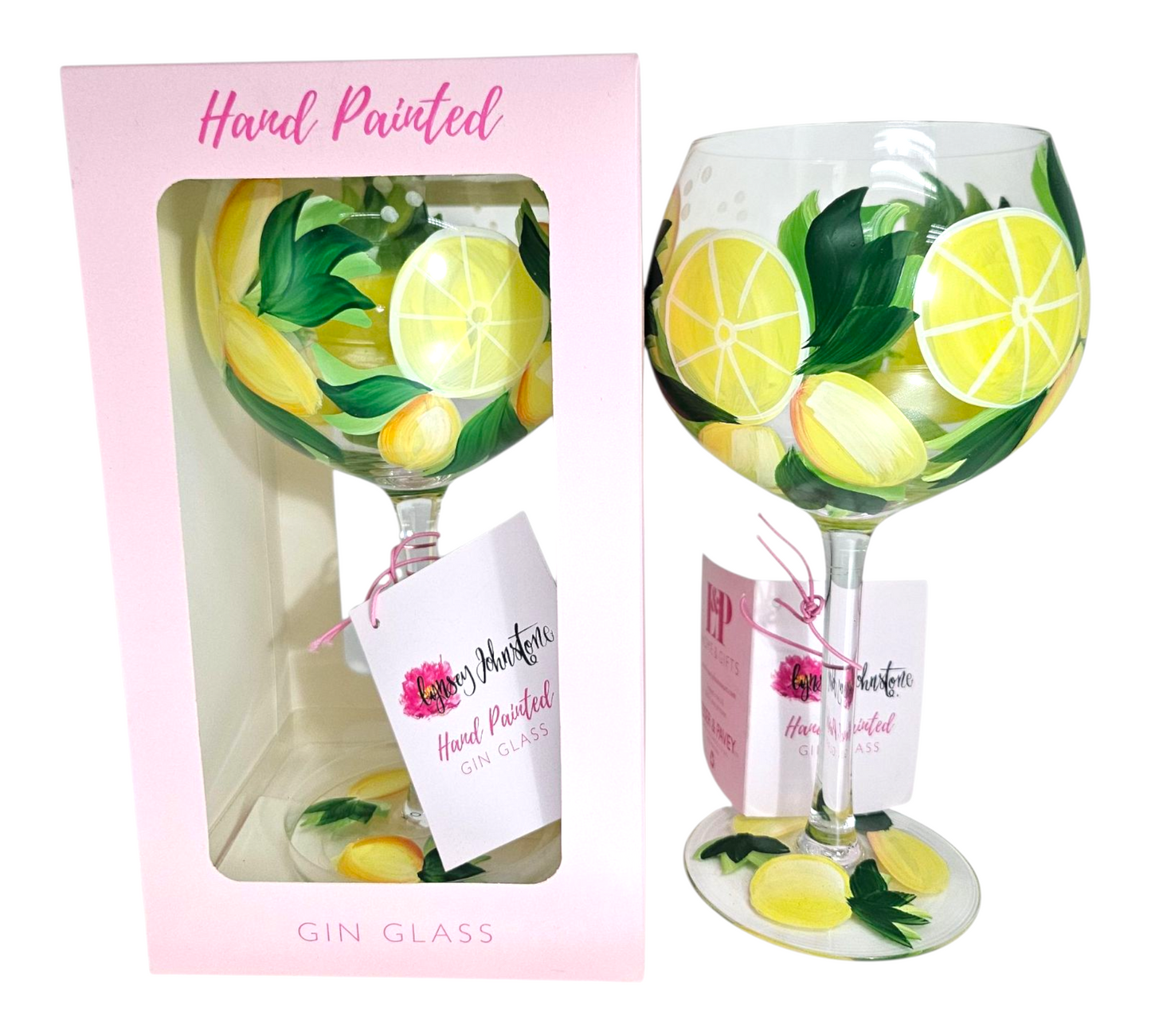 LEMONS HAND PAINTED GIN GLASS