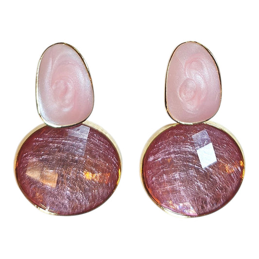 Classic Double Drop Earring Set (Pearly Pink/Pink)
