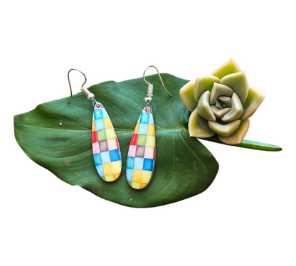 VIBRANT SLIM DROP EARRINGS (In Wooden Gift Box)