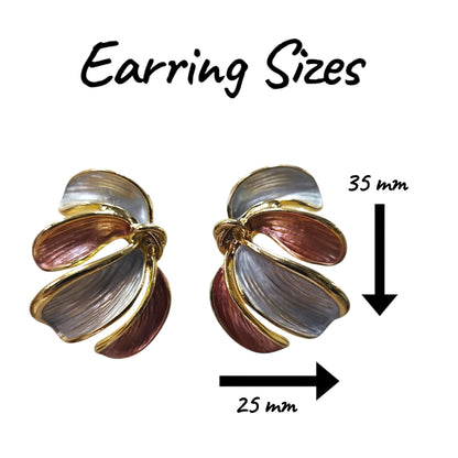 Sophisticated Metal/Enamel Earrings Set (Dusty Pink/Grey) — view 3