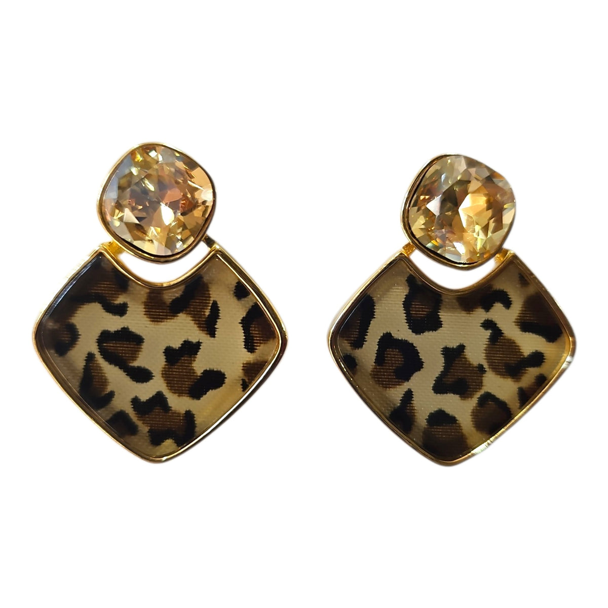 Classic Leopard Print Double Hanging Earring Set — view 2