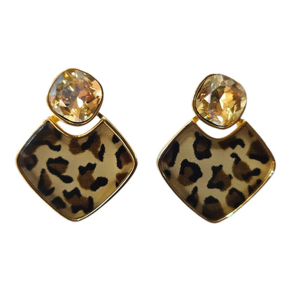 Classic Leopard Print Double Hanging Earring Set — view 2