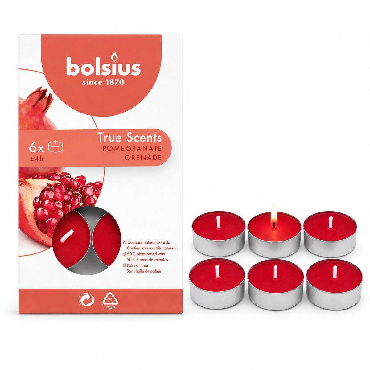 Bolsius True Scents Tealights 6's (Pomegranate) — view 2