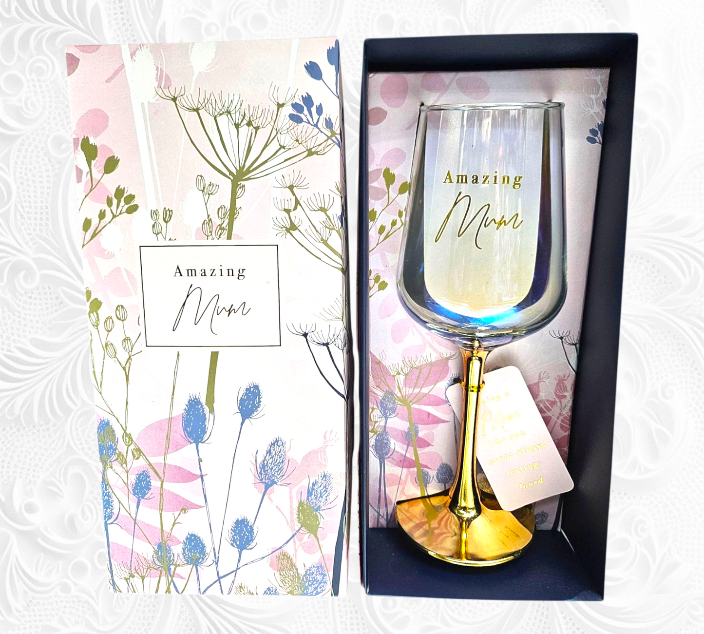 AMAZING MOM WINE GLASS IN GIFTBOX