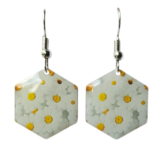 DAISY BLOOM HEXA DROP EARRINGS (In Wooden Gift Box)