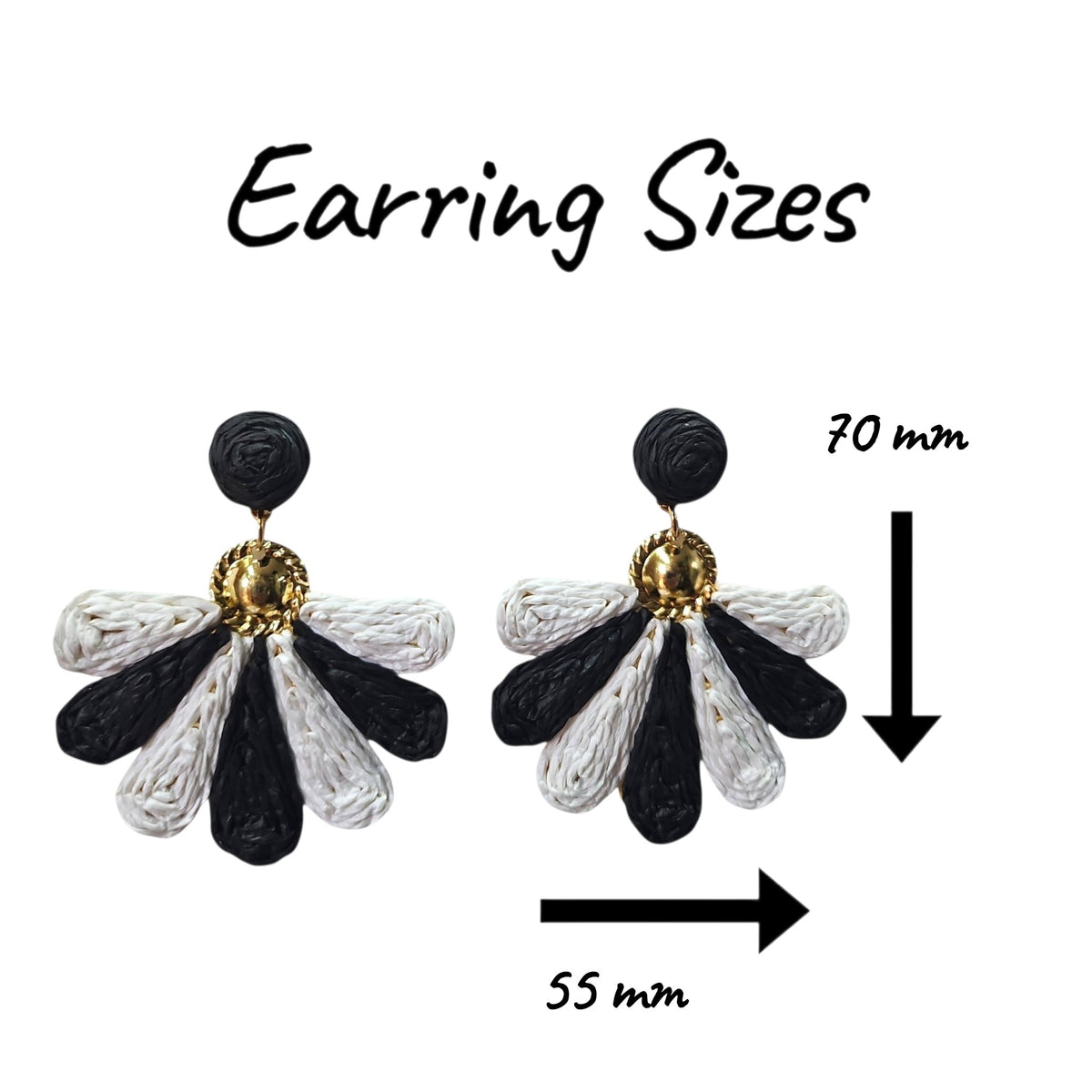Bright Daisy Hanging/Metal Backing Earrings Set (Black/White) — view 2