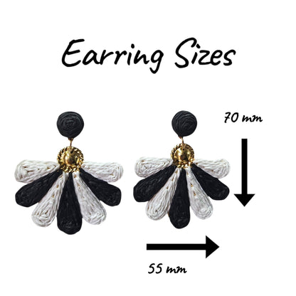 Bright Daisy Hanging/Metal Backing Earrings Set (Black/White) — view 2