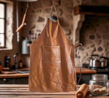 100% Natural Leather Handcrafted Apron (Tan)