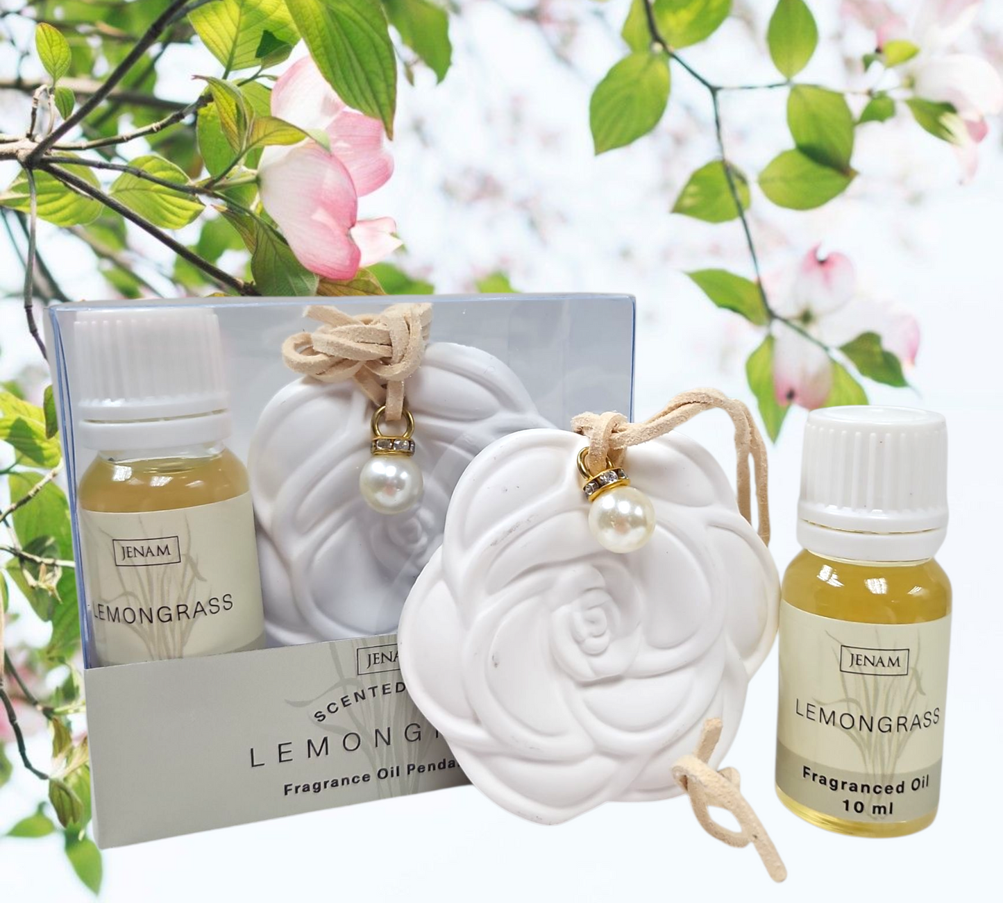 Lemongrass Fragrance Oil & Ceramic Pendant Set