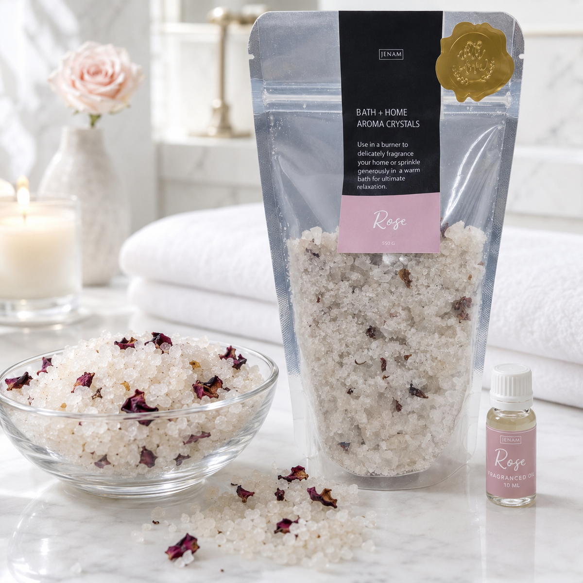 ROSE BATH CRYSTALS/ FRAGRANCE OIL COMBO