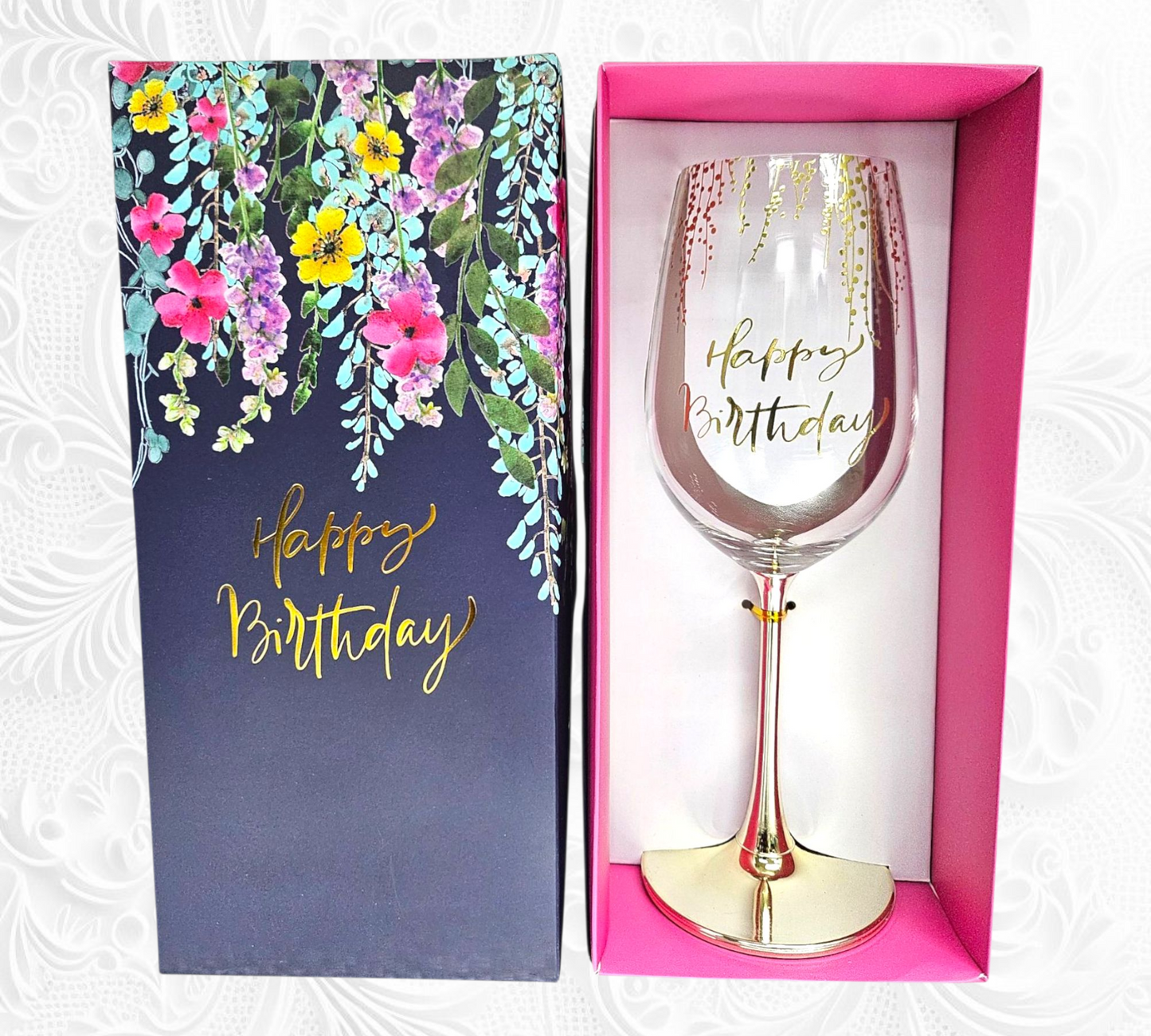 HAPPY BIRTHDAY WINE GLASS IN GIFTBOX