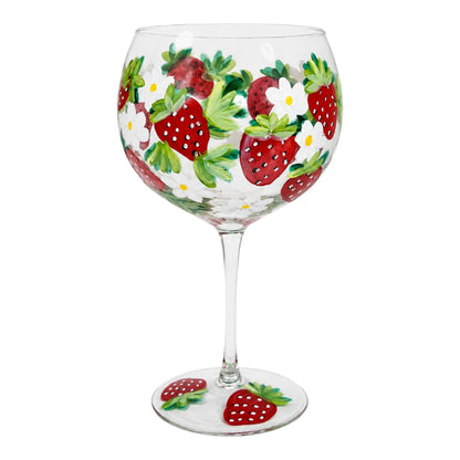 STRAWBERRIES HAND PAINTED GIN/COCKTAIL GLASS — view 2