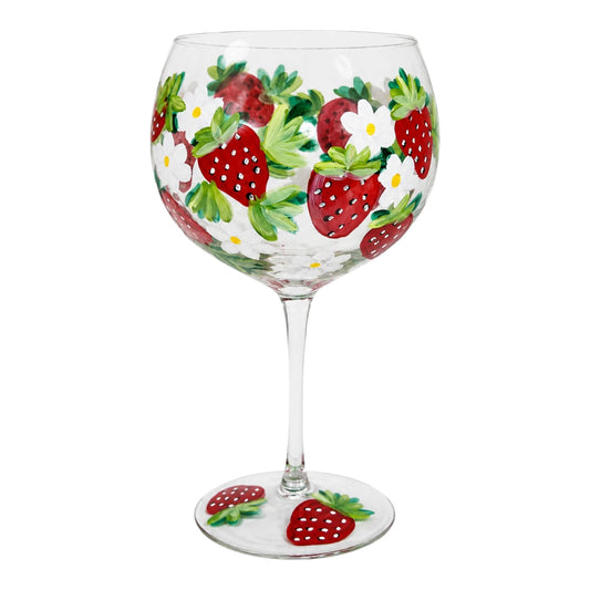 STRAWBERRIES HAND PAINTED GIN/COCKTAIL GLASS — view 2