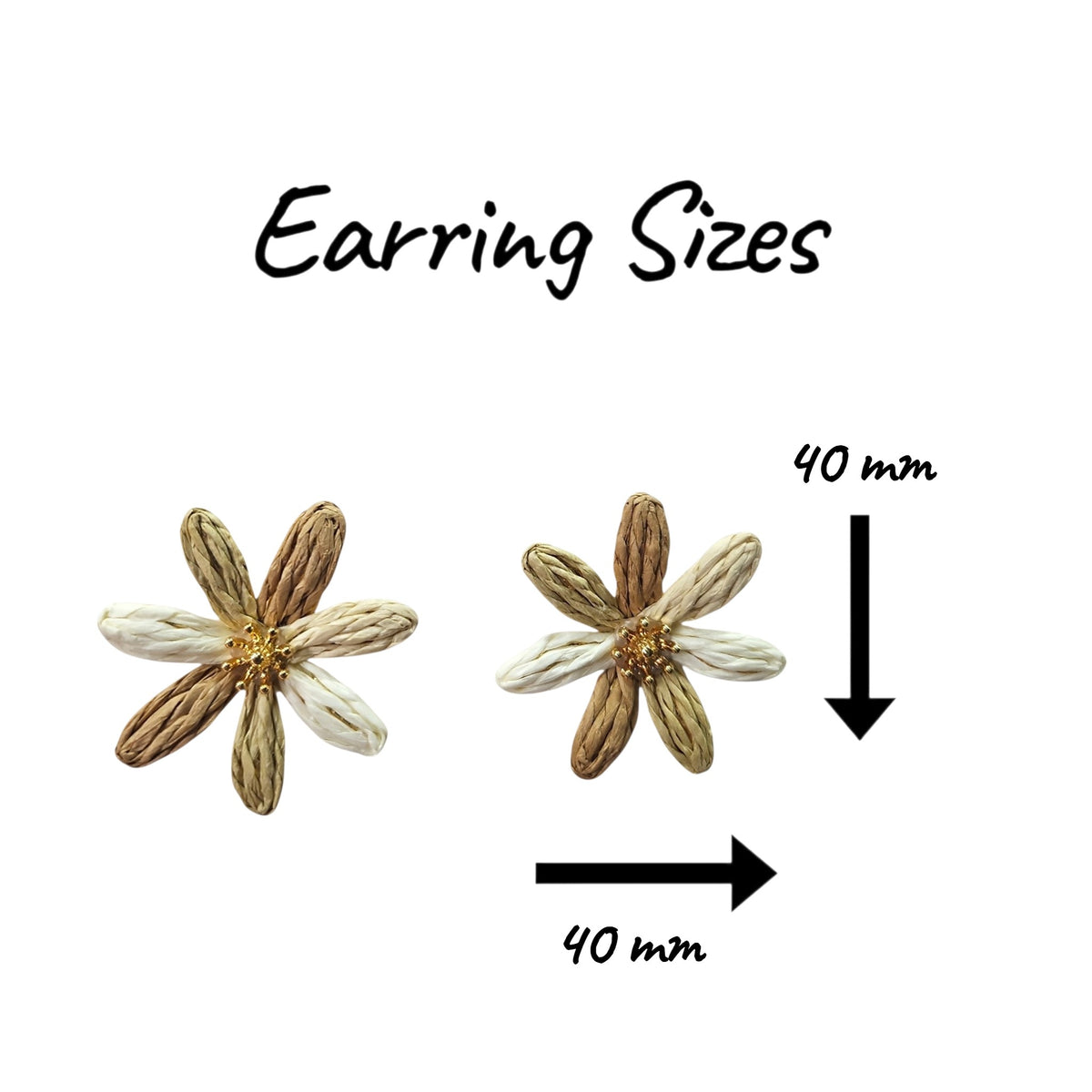 Mixed Naturals Woven Daisy with Metal Backing Earrings Set — view 2