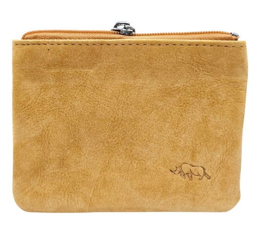 AMBER GENUINE LEATHER ZIP COIN WALLET