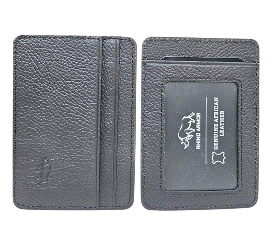 GREY GENUINE LEATHER CARD HOLDER