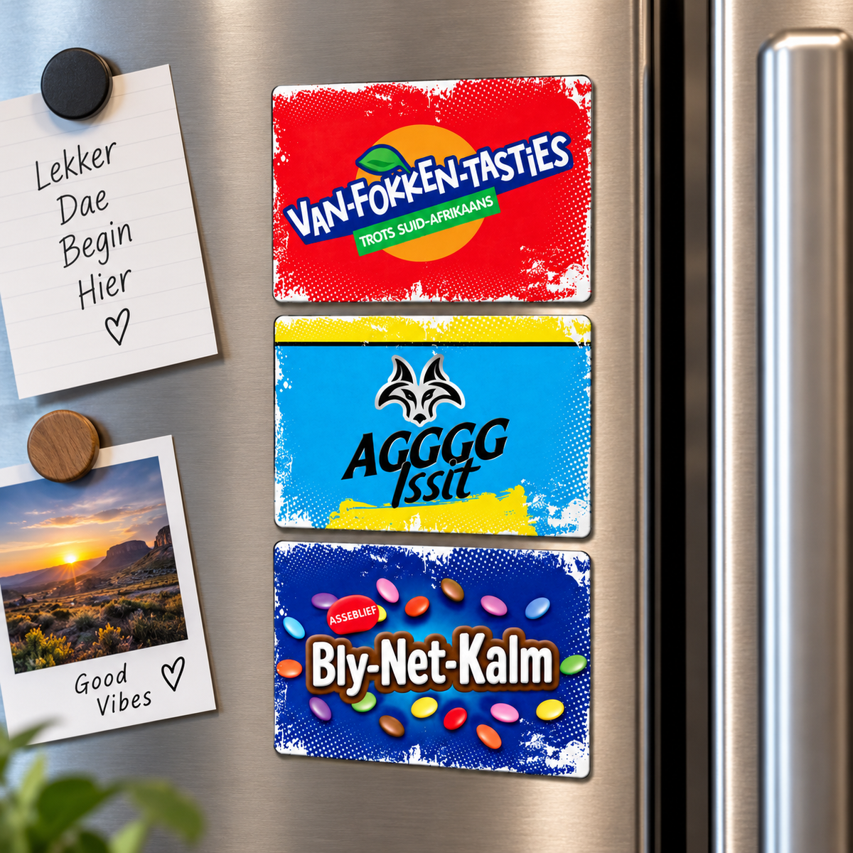 Local is Lekker Fridge Magnets Large Set of 3 (D)