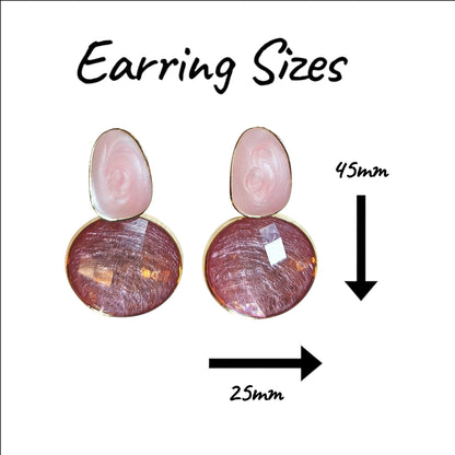 Classic Double Drop Earring Set (Pearly Pink/Pink) — view 2