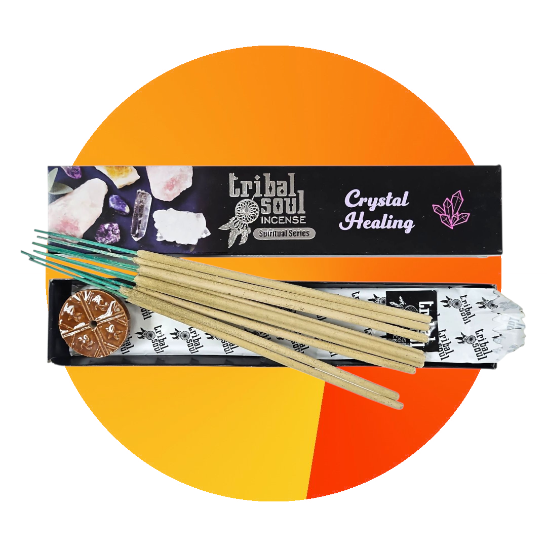 CRYSTAL HEALING Incense Smudge Sticks + Round Ceramic Incense Holder