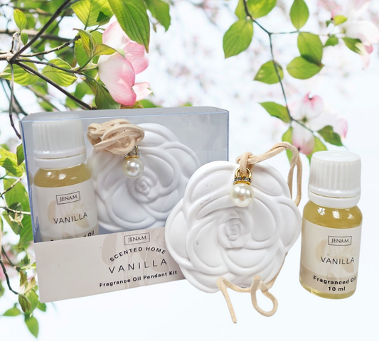 Vanilla Fragrance Oil & Ceramic Pendant Set