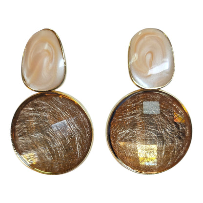 Classic Double Drop Earring Set (Pearly Cream/Amber) — view 2