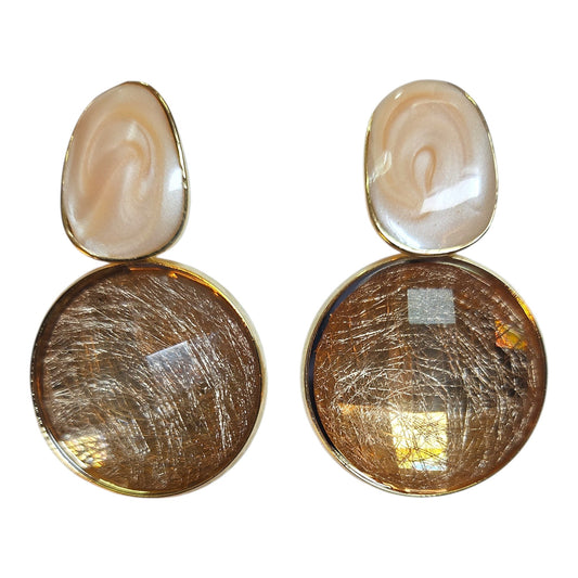 Classic Double Drop Earring Set (Pearly Cream/Amber)