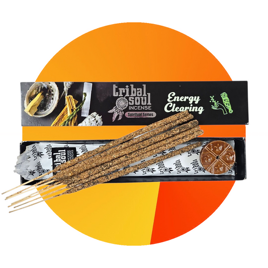 Tribal Soul ENERGY CLEARING Incense Smudge Sticks + Round Ceramic Incense Holder