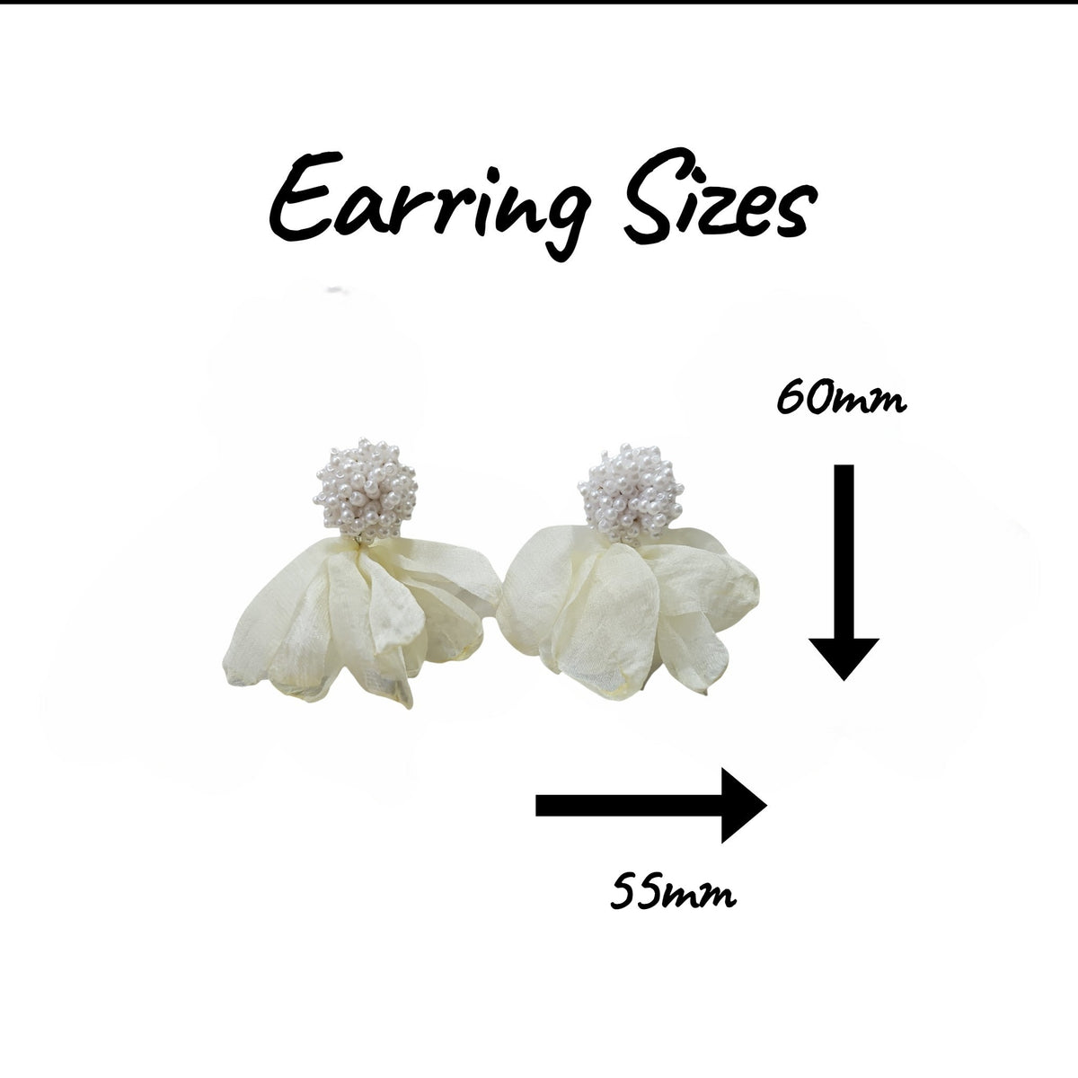 Feminine Pearl Cluster/Soft Petals (Cream) Earring Set — view 3