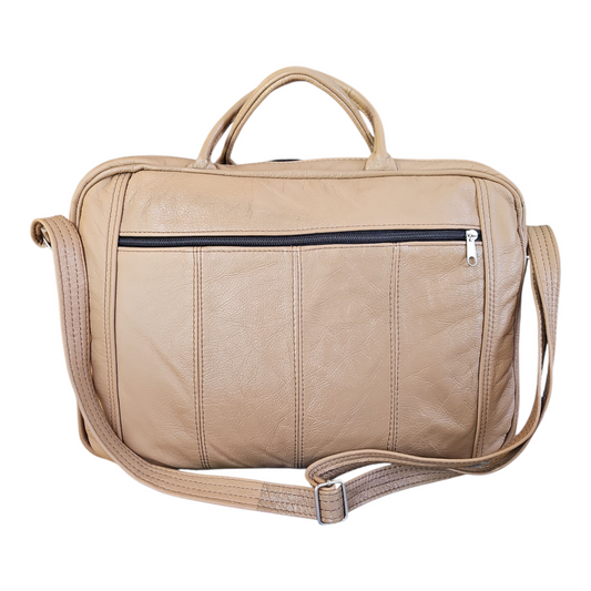 PREMIUM LEATHER LAPTOP BAG (BEIGE) — view 2
