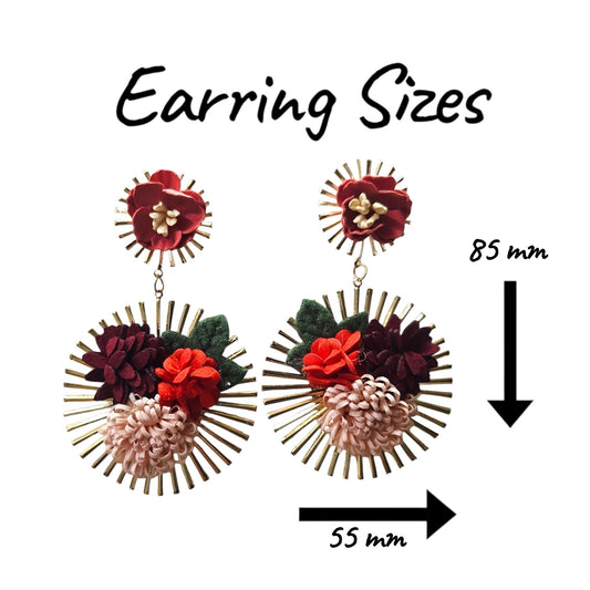 Floral Delight Double Hanging/ Metal Backing Earring Set (Rouge) — view 2