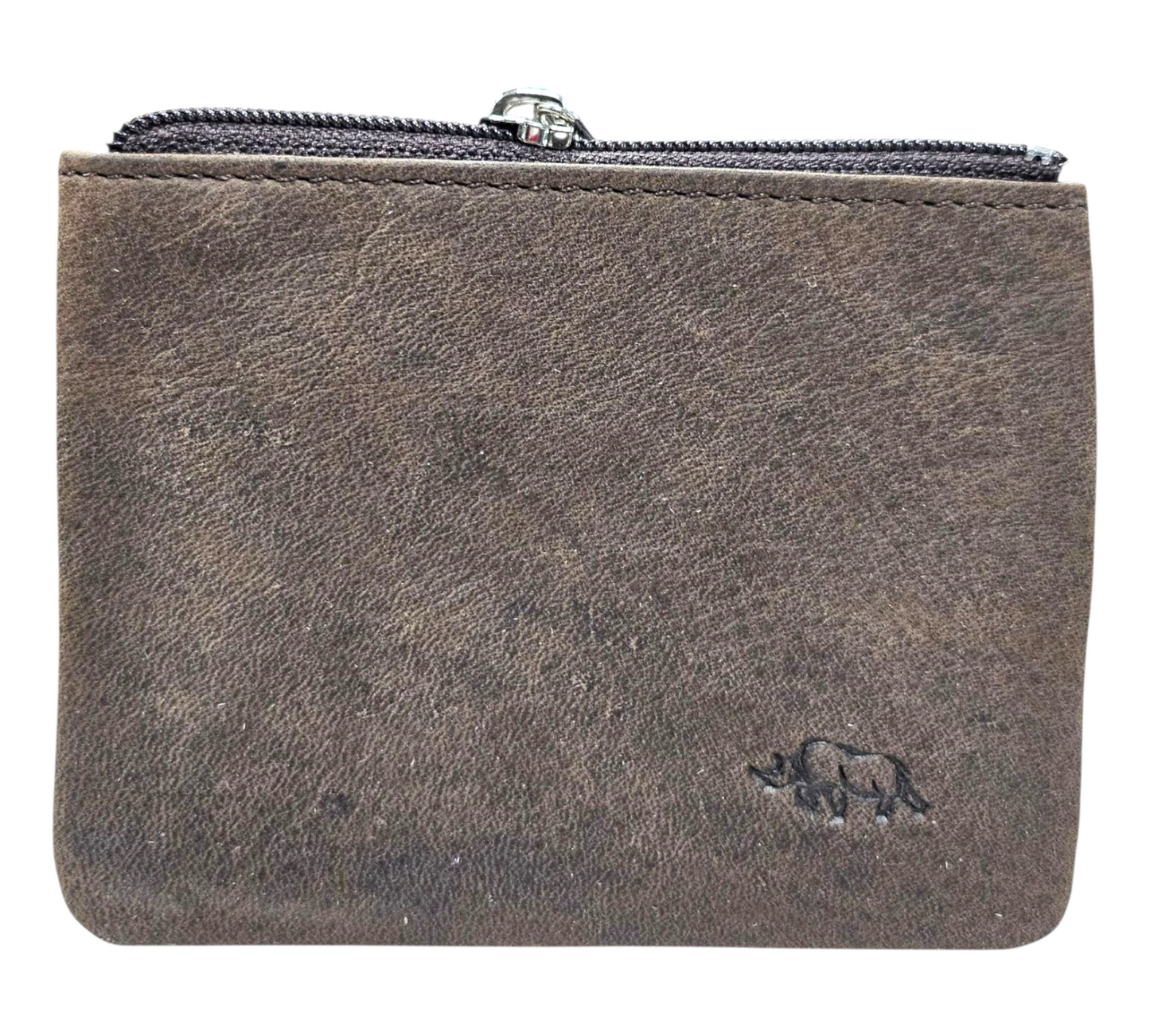 BROWN GENUINE LEATHER ZIP COIN WALLET