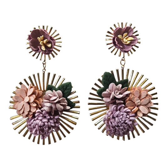Floral Delight Double Hanging/ Metal Backing Earring Set (Pastel Colours)
