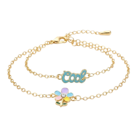 Hey Girl! Double Chain Bracelets Set